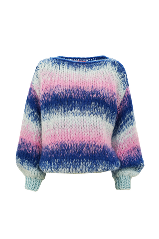 Olivia Pullover Round Neck Degradé Pastel Blue / Cobalt / Pink
