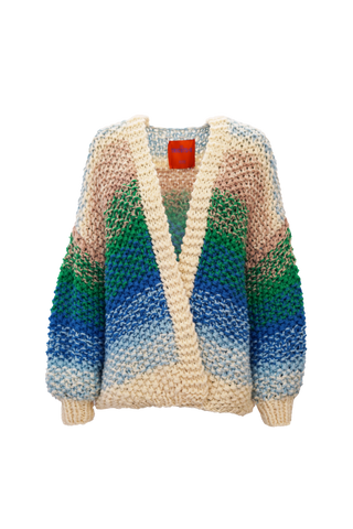 Rachel Cardigan Rice Degrade Off White / Green / Blue