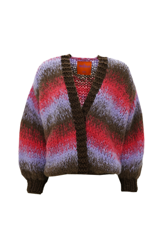Tess Cardigan Short Degradé Brown / Red / Lilac