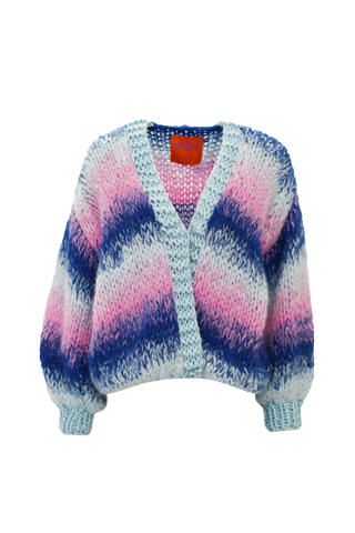 Tess Cardigan Short Degradé Pastel Blue / Cobalt / Pink