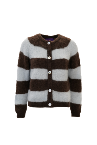 Alice Cardigan Striped Chocolate Brown / Blue