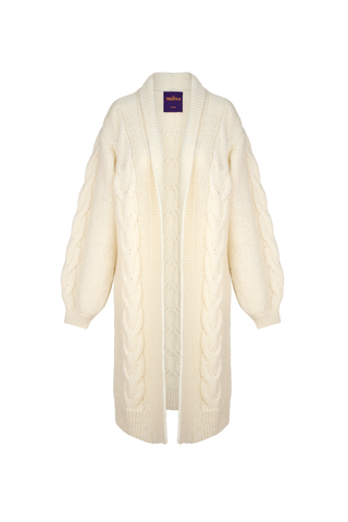 Babette Cardigan Long Cable Off White