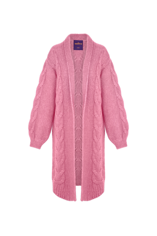 Babette Cardigan Long Cable Old Pink