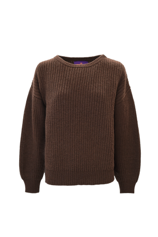 Bertha Pullover Crew Neck Rib Chocolate Brown