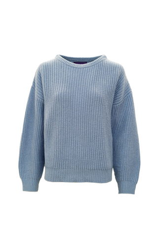 Bertha Pullover Crew Neck Rib Pastel Blue