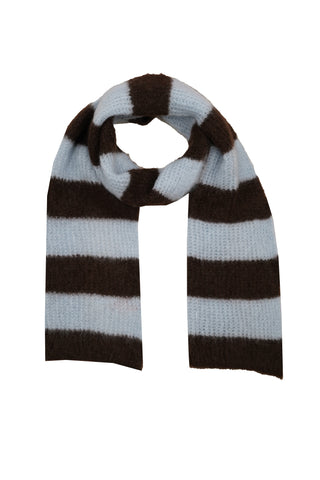 Elodie Scarf Striped Chocolate Brown / Blue