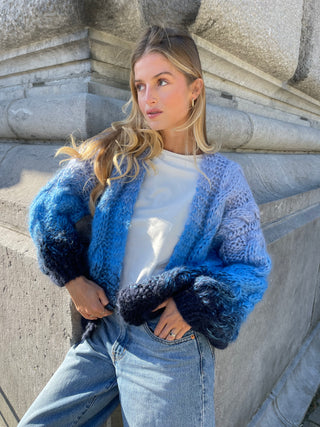 Amelie Cardigan Short Cable Degradé Navy / Jeans Blue / Pastel Blue
