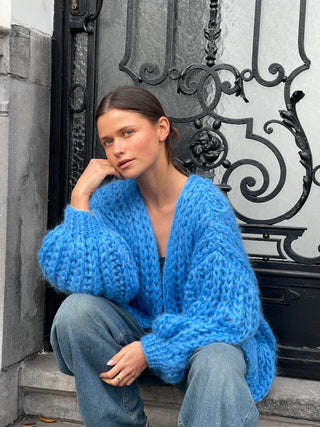 Audrey Cardigan Rib Jeans Blue