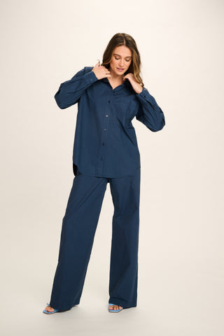 Nathalie Cotton Pants - Navy