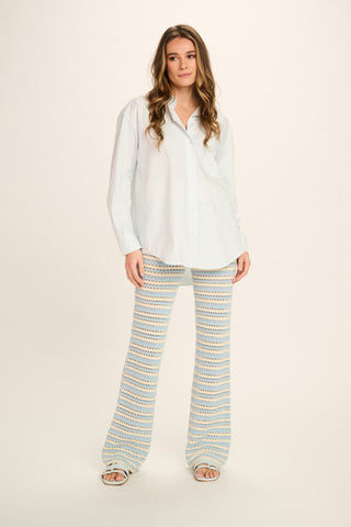 Evi Cotton Pants - Pale Blue, Off White Striped