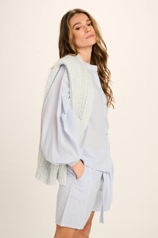 Valerie Cotton Blouse - Pale Blue