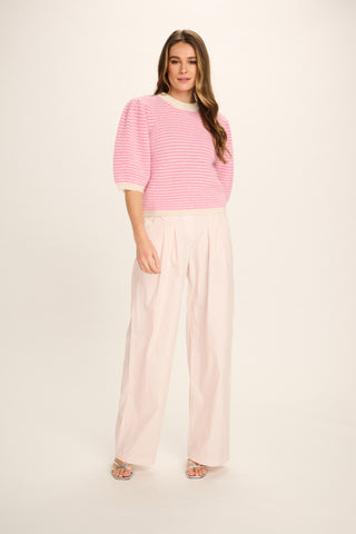 Emma Cotton Pants With Back Pockets - Pale Pink