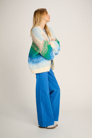 Rachel Cardigan Rice Degrade Off White / Green / Blue