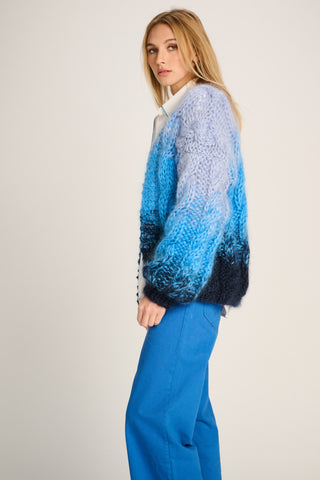 Amelie Cardigan Short Cable Degradé Navy / Jeans Blue / Pastel Blue