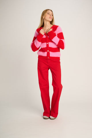 Alice Cardigan Striped Candy Pink / Red
