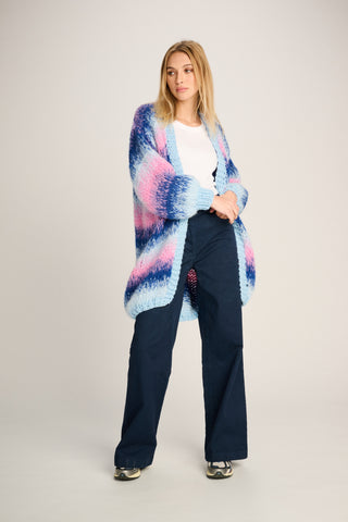Celine Cardigan Long Degradé Pastel Blue / Cobalt / Pink