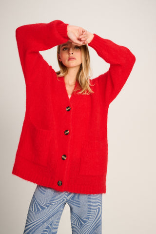 Charlie Cardigan With Pockets Red