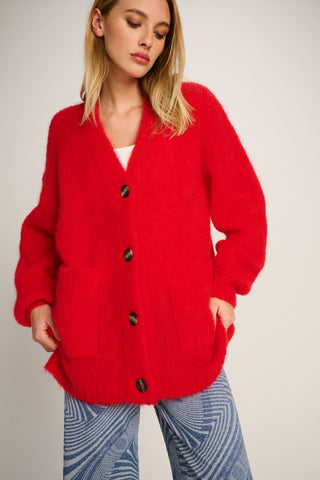Charlie Cardigan With Pockets Red