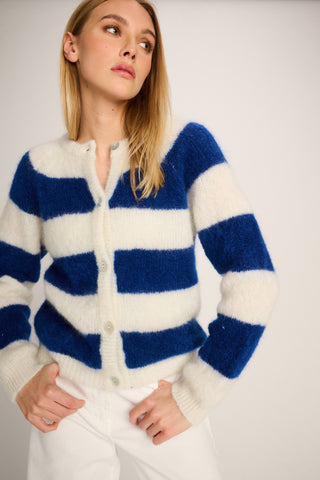 Alice Cardigan Striped Off White / Blue