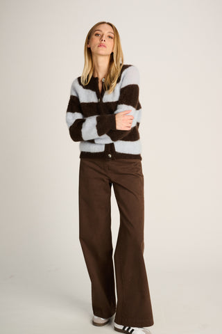 Alice Cardigan Striped Chocolate Brown / Blue