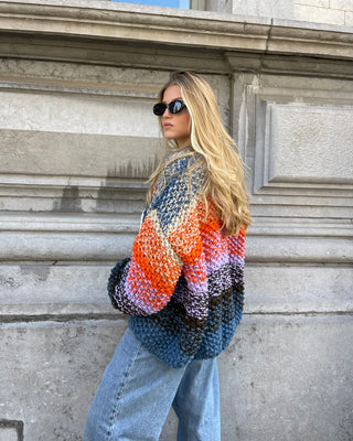 Rachel Cardigan Rice Degrade Orange / Lilac / Brown / Blue