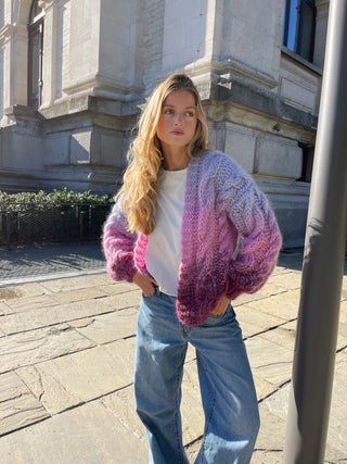 Amelie Cardigan Short Cable Degradé Lilac / Pink / Plum