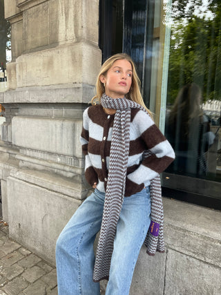 Alice Cardigan Striped Chocolate Brown / Blue