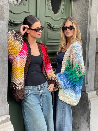 Rachel Cardigan Rice Degrade Off White / Green / Blue