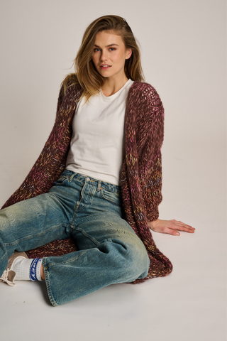 Celine Cardigan Long Brown Multi