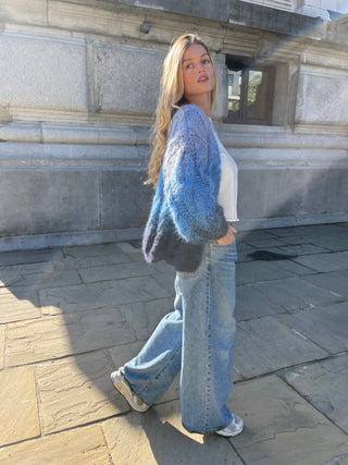 Amelie Cardigan Short Cable Degradé Navy / Jeans Blue / Pastel Blue