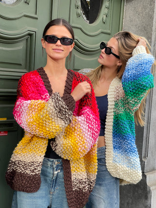 Rachel Cardigan Rice Degrade Off White / Green / Blue