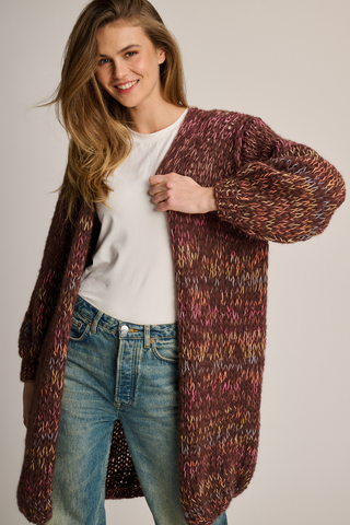 Celine Cardigan Long Brown Multi