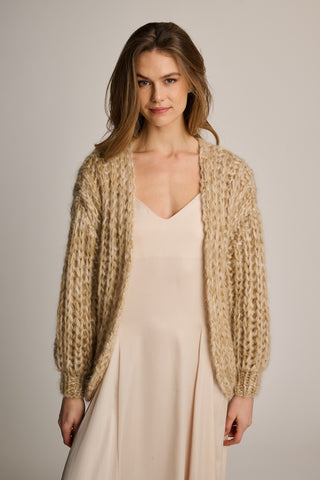 Audrey Cardigan Short Rib Sand Melange