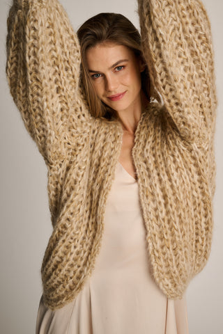 Audrey Cardigan Short Rib Sand Melange