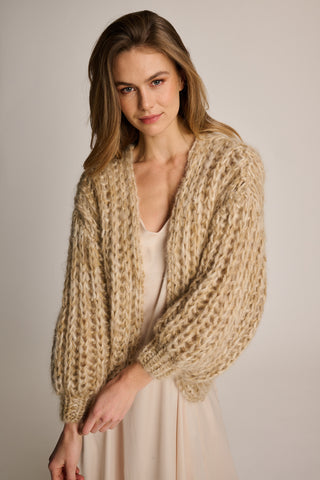 Audrey Cardigan Short Rib Sand Melange