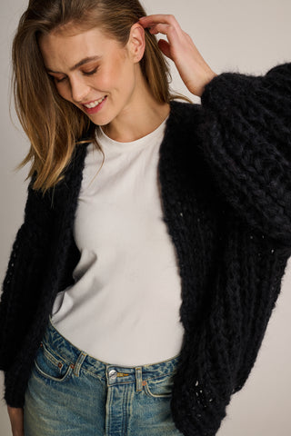 Audrey Cardigan Short Rib Black