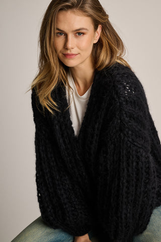 Audrey Cardigan Short Rib Black