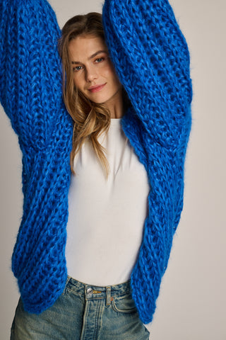 Audrey Cardigan Short Rib Cobalt
