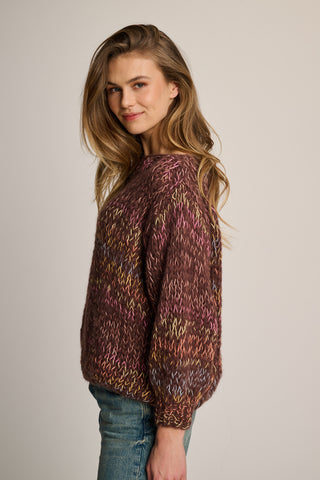 Amy Pullover Round Neck Chocolate Brown Multi