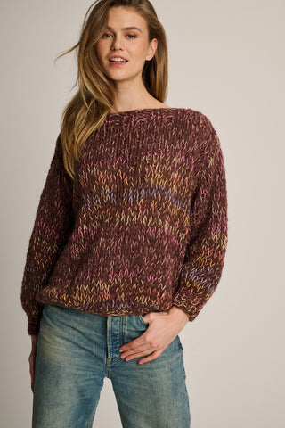 Amy Pullover Round Neck Chocolate Brown Multi