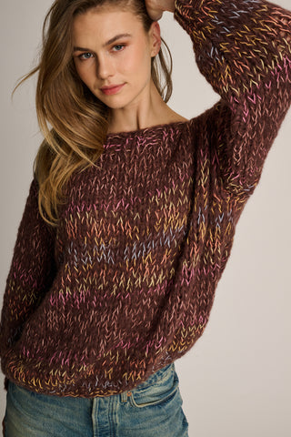 Amy Pullover Round Neck Chocolate Brown Multi