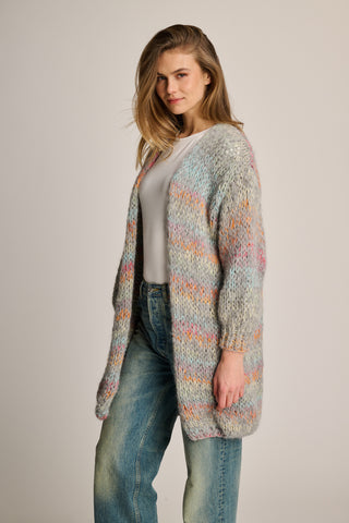 Celine Cardigan Long Grey Multi