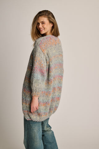 Celine Cardigan Long Grey Multi