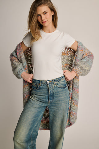 Celine Cardigan Long Grey Multi