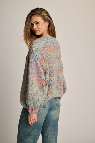 Isa Cardigan Short Grey Multi