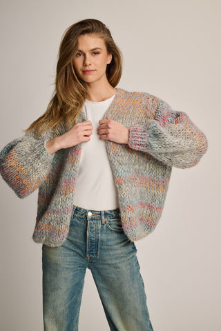 Isa Cardigan Short Grey Multi