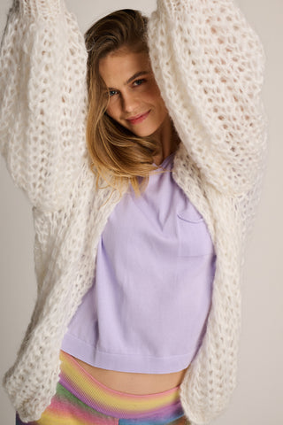 Tessa Cardigan Short Rib White