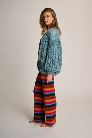 Michelle Knitted Pants Red-Blue Multi