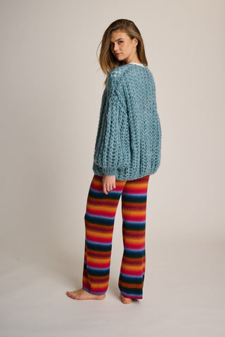 Michelle Knitted Pants Red-Blue Multi