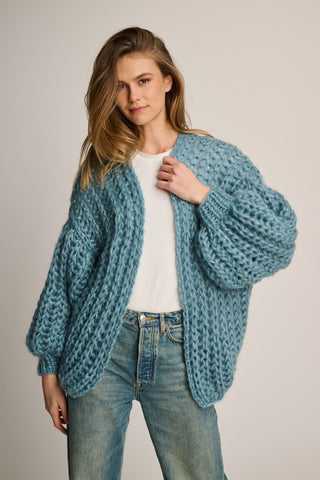 Tessa Cardigan Short Rib Petrol Blue